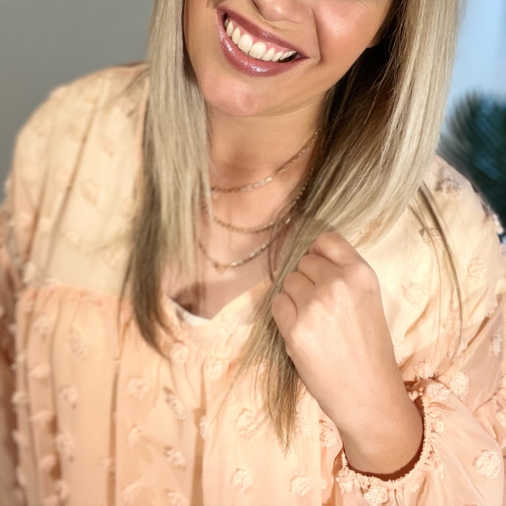 Apricot Swiss dot blouse